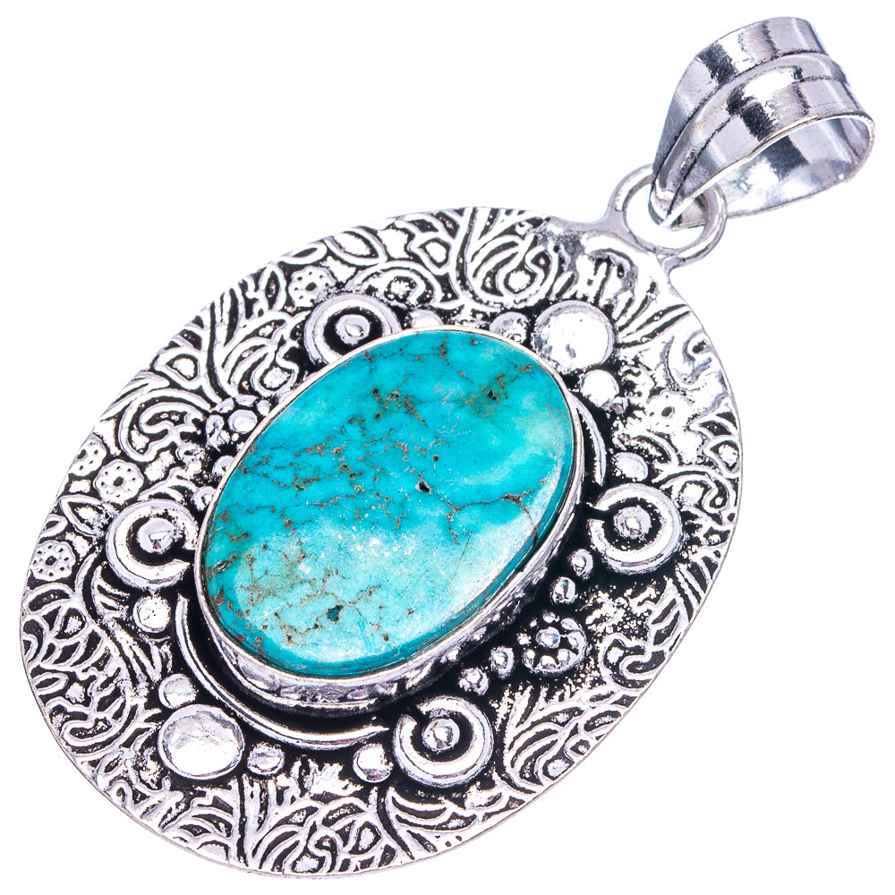 Turquoise Pendant 2 1/8" (German Silver)