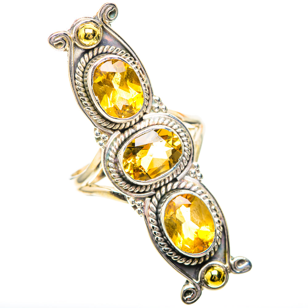 Large Faceted Citrine 925 Sterling Silver Ring Size 8 (925 Sterling Silver) RING139689