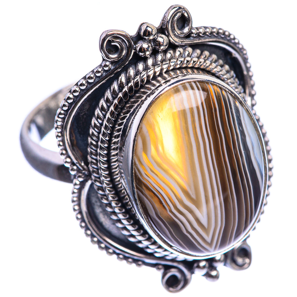 Red Botswana Agate 925 Sterling Silver Ring Size 8