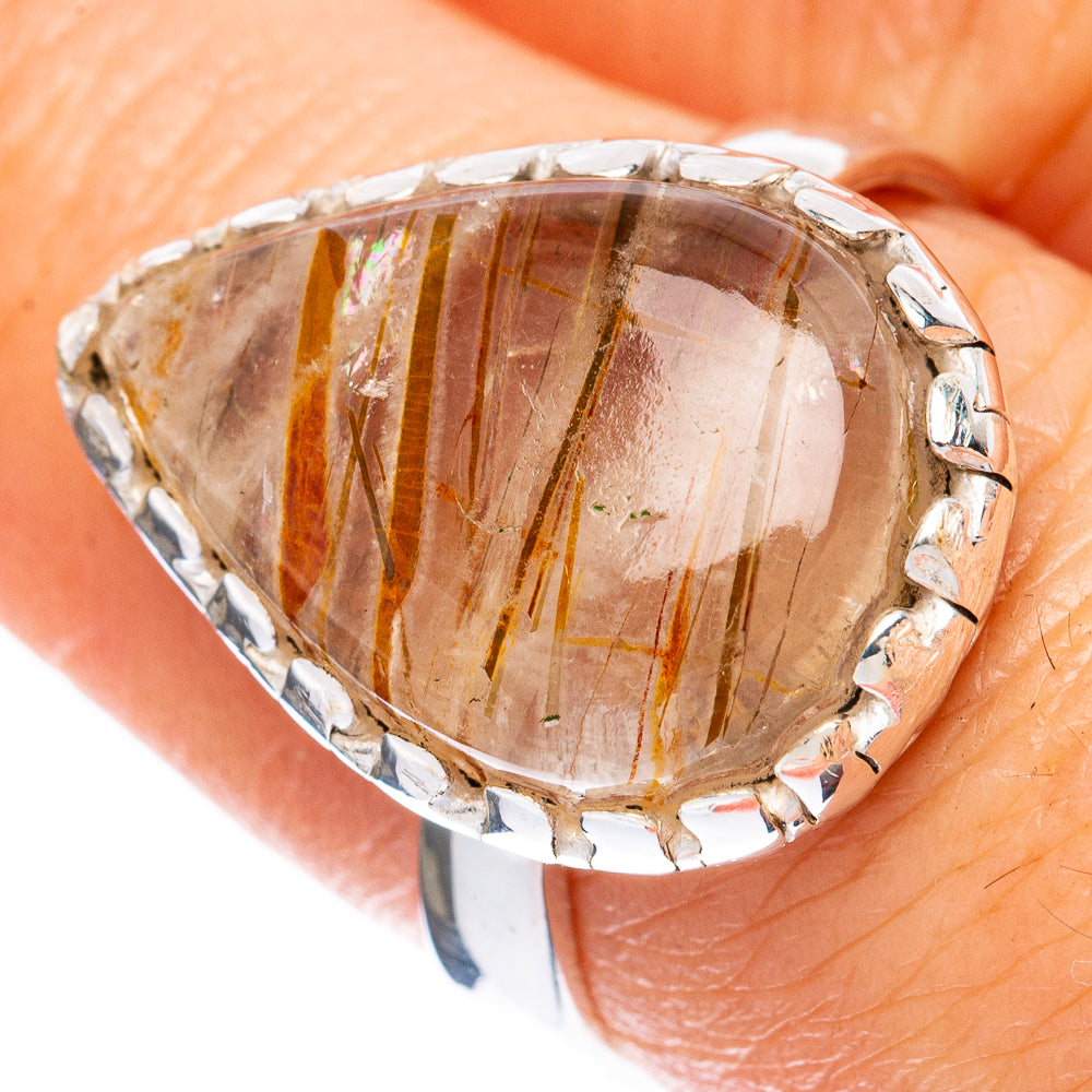 Golden Rutilated Quartz Ring Size 7.75 (925 Sterling Silver) R2001