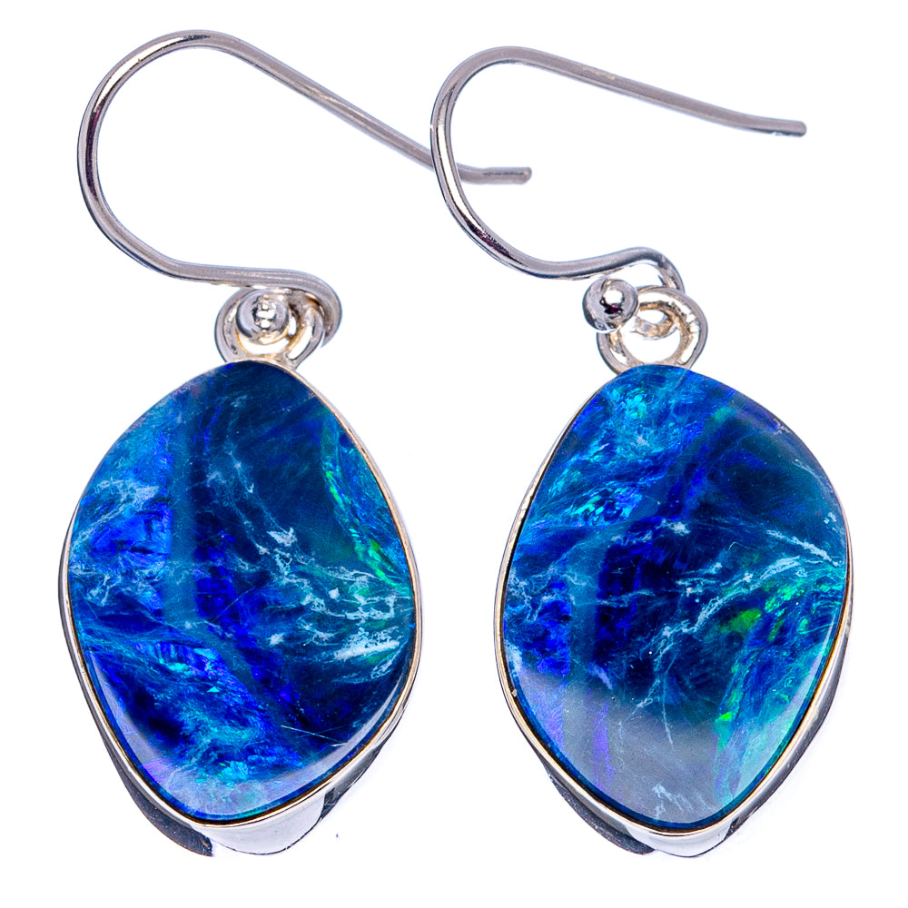 Rare Doublet Opal Earrings 1 3/8" (.925 Sterling Silver)