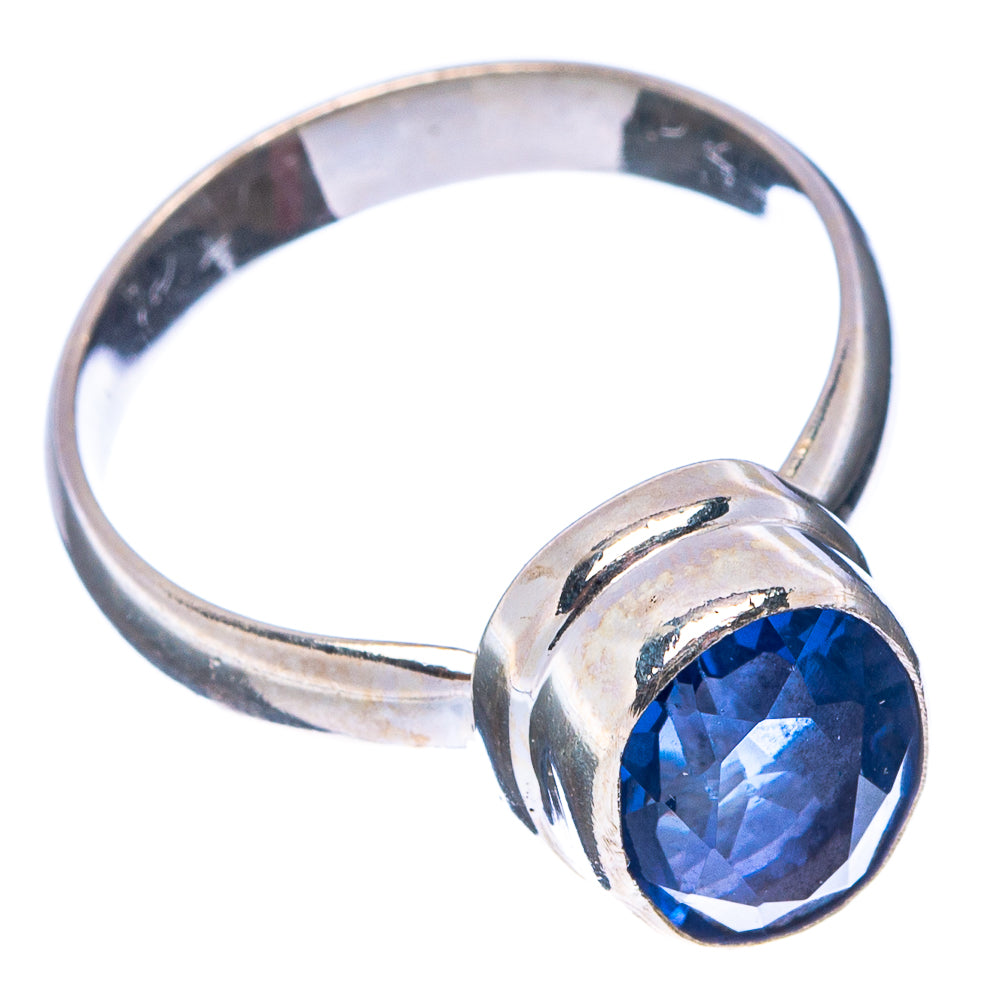 Faceted Blue Fluorite Ring Size 7.75 (.925 Sterling Silver)