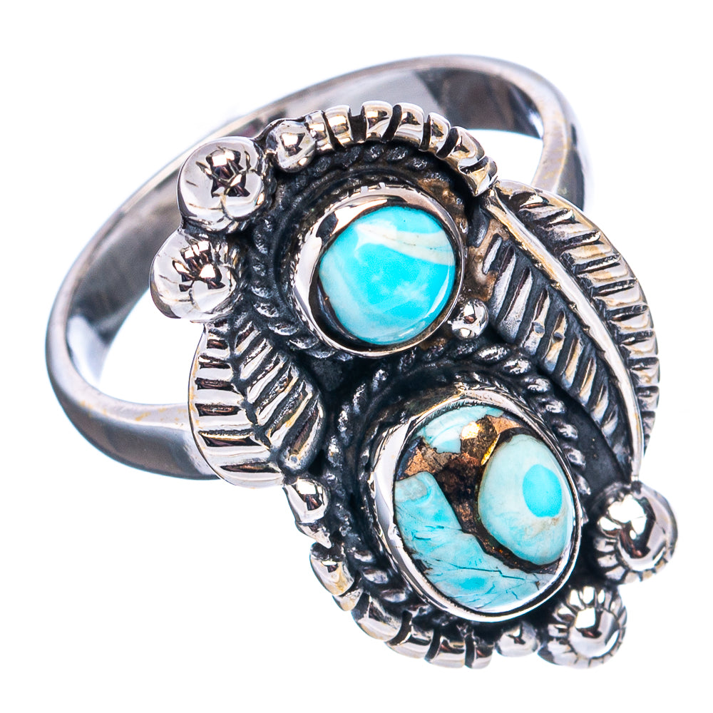Native Style Cotton Candy Turquoise Ring Size 6.75 (.925 Sterling Silver)