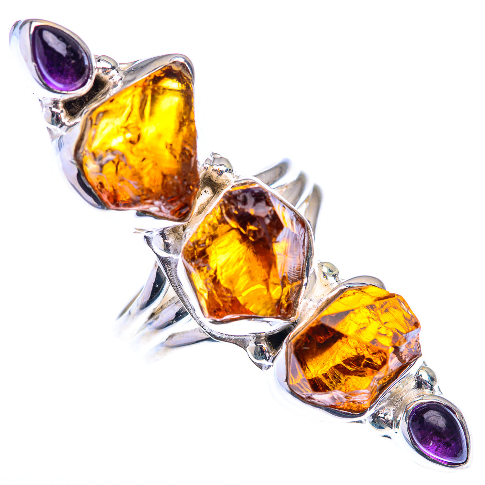 Large Raw Citrine, Amethyst 925 Sterling Silver Ring Size 7.25 (925 Sterling Silver) RING140378