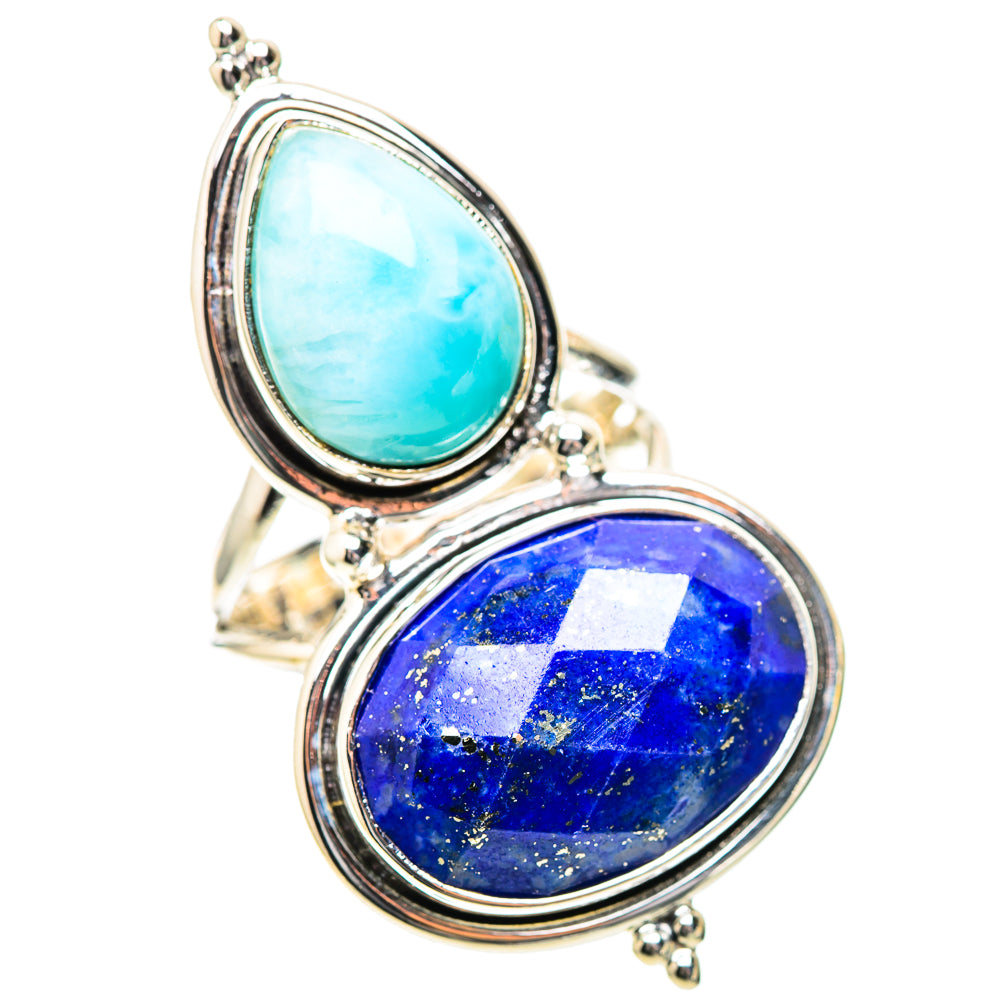 Large Lapis Lazuli, Larimar Ring Size 7.25 (925 Sterling Silver) RING139306