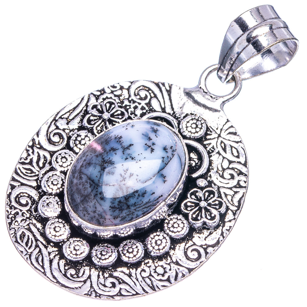 Dendritic Opal Pendant 2" (German Silver)