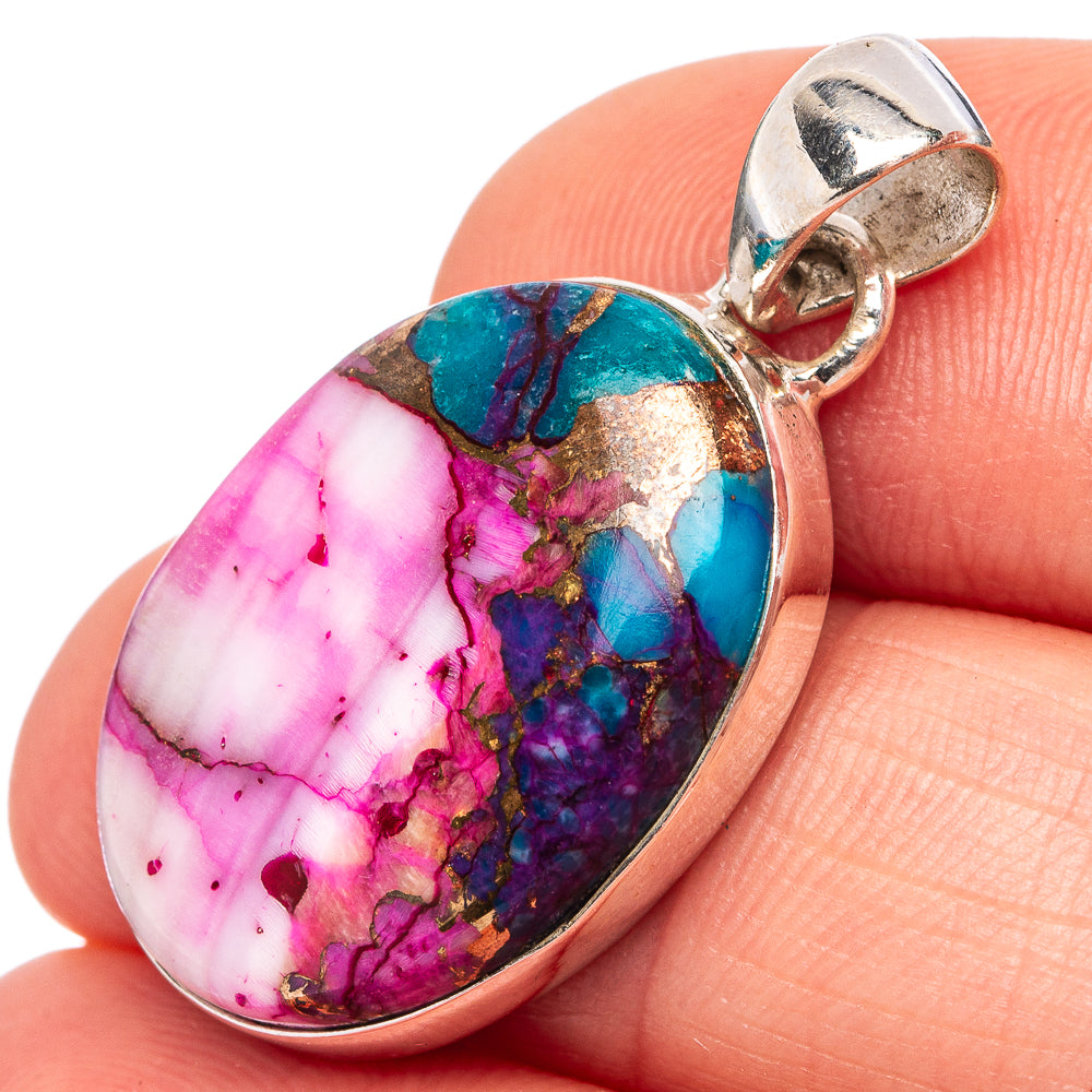 Pink Daliah Mohave Turquoise Pendant 1 1/4" (.925 Sterling Silver)