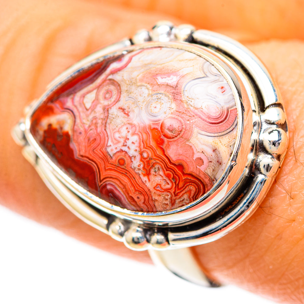 Crazy Lace Agate Ring Size 7.75 (925 Sterling Silver) RING139726
