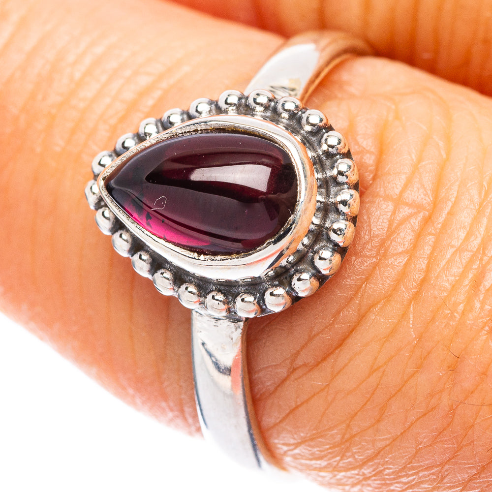 Garnet Dainty Ring Size 8 (925 Sterling Silver) R5796