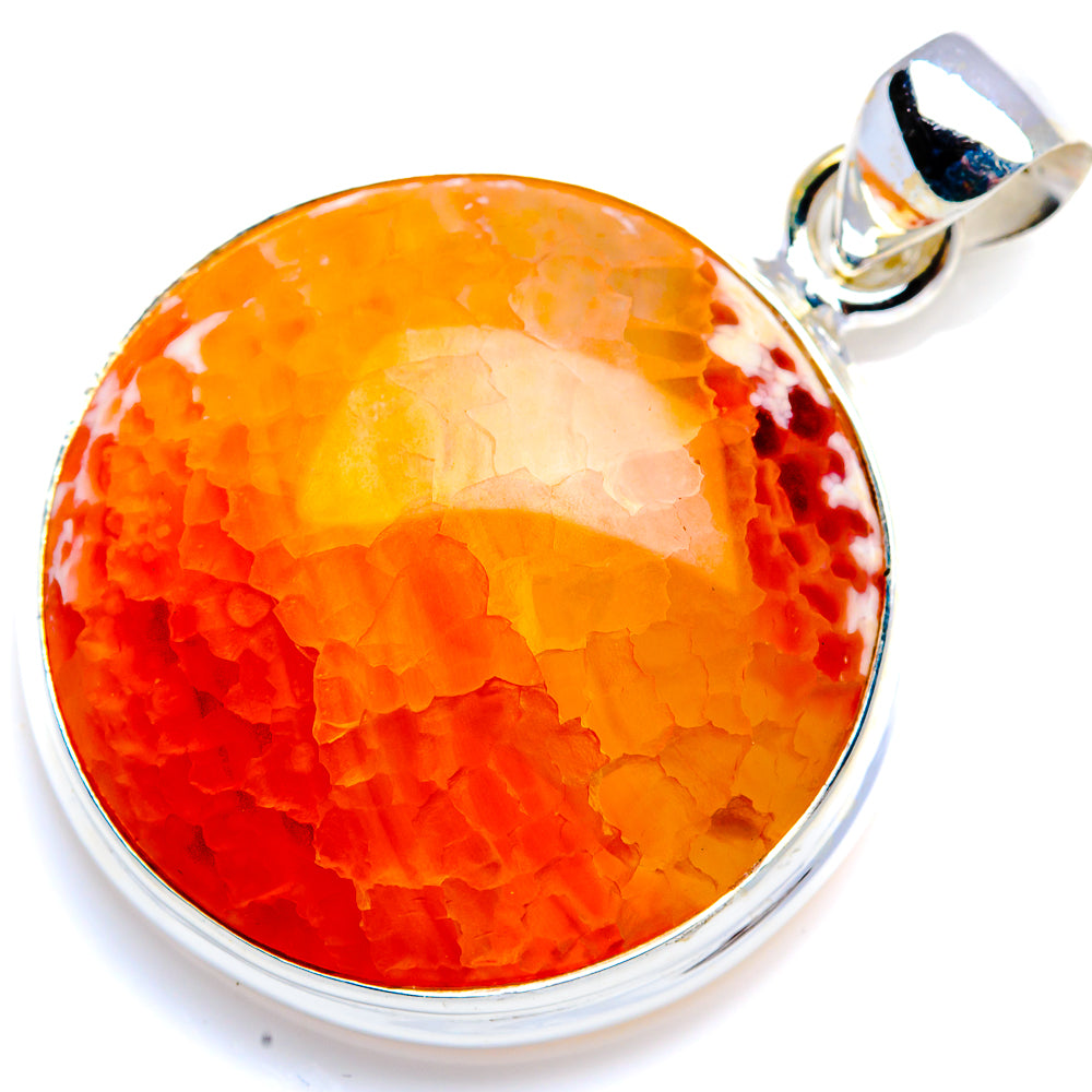 Fire Crab Agate 925 Sterling Silver Pendant 1 1/2" (925 Sterling Silver) PD38430