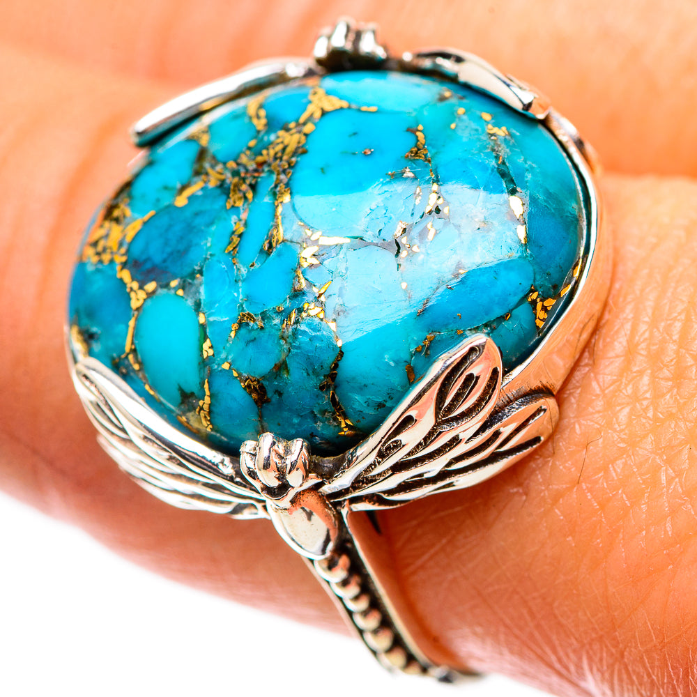 Blue Copper Composite Turquoise Ring Size 9 (925 Sterling Silver) RING138869