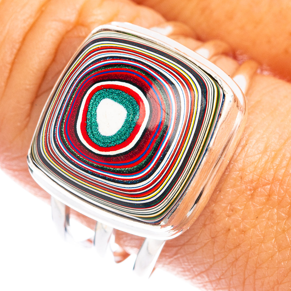 Premium Fordite Ring Size 10 (.925 Sterling Silver)