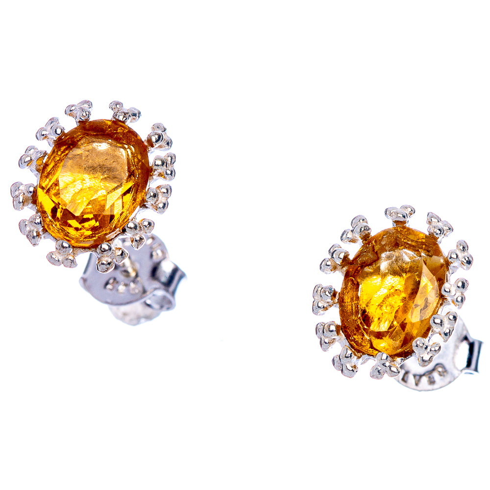 Faceted Citrine Dainty Earrings 3/8" (925 Sterling Silver) E433457