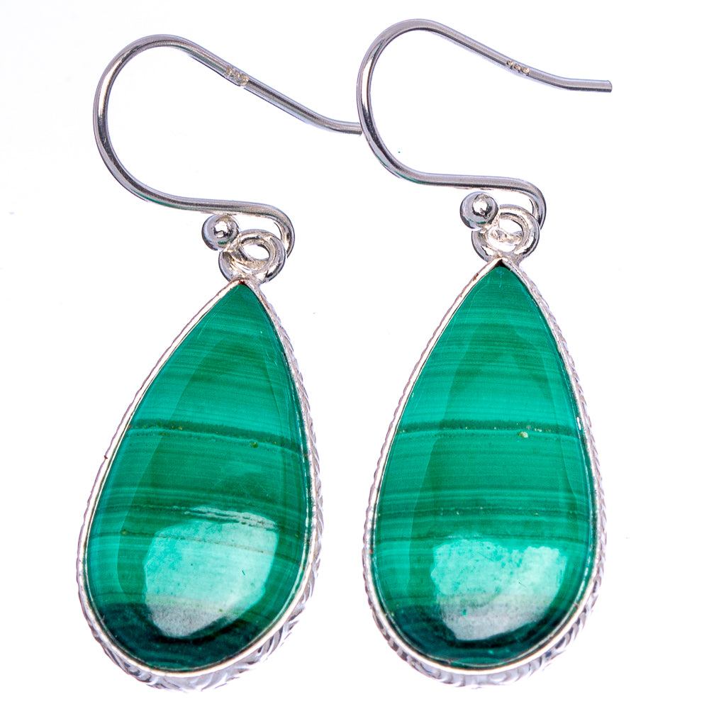 Malachite Earrings 1 1/2" (925 Sterling Silver) E1761