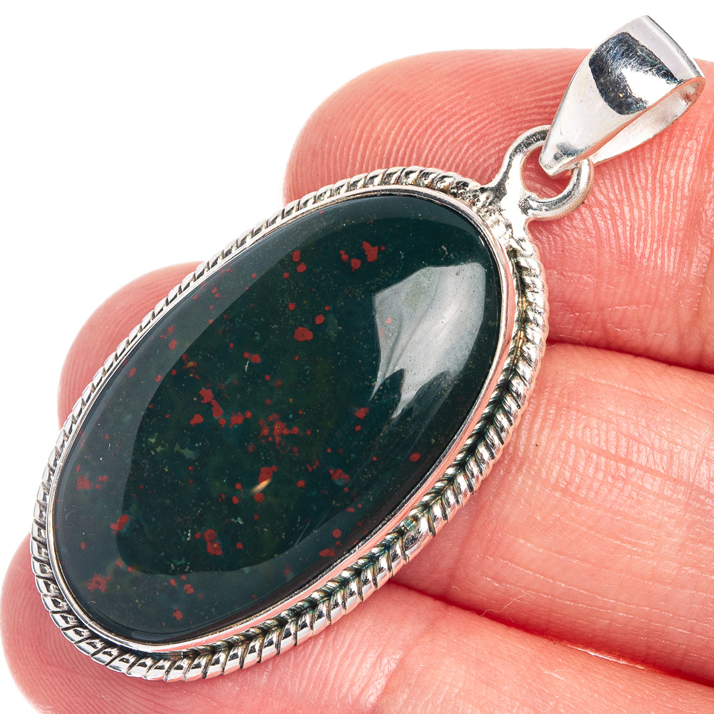 Bloodstone Pendant 1 5/8" (925 Sterling Silver) P39801