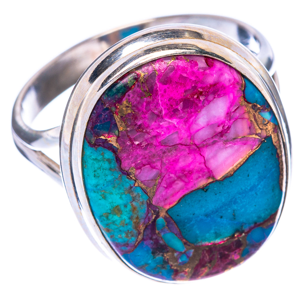 Kingman Pink Dahlia Turquoise Ring Size 11 (925 Sterling Silver) R1466