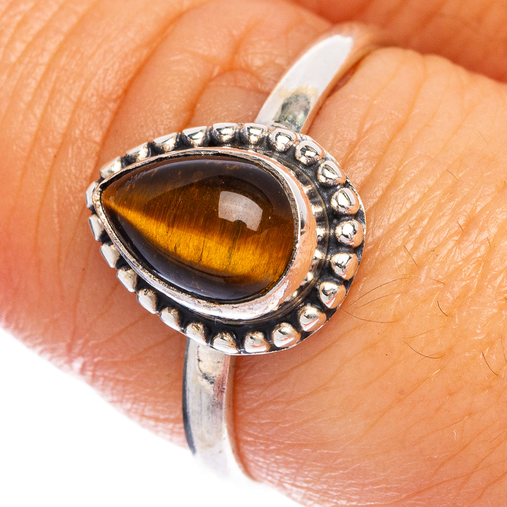 Tiger Eye Dainty Ring Size 8 (925 Sterling Silver) R145501