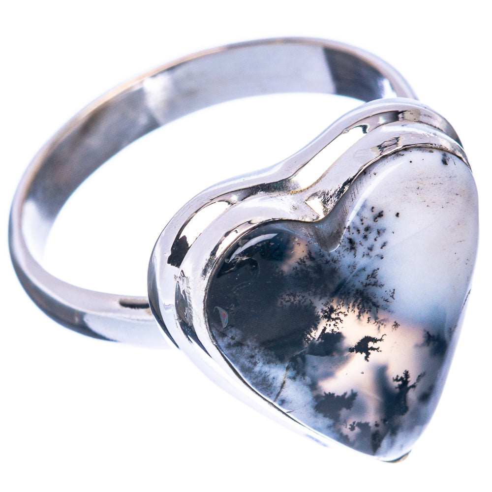 Dendritic Opal Heart Ring Size 8 (925 Sterling Silver) R2946