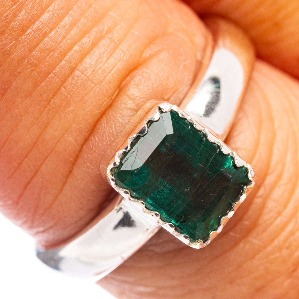 Rare Premium Faceted Zambian Emerald Ring Size 8 (.925 Sterling Silver)
