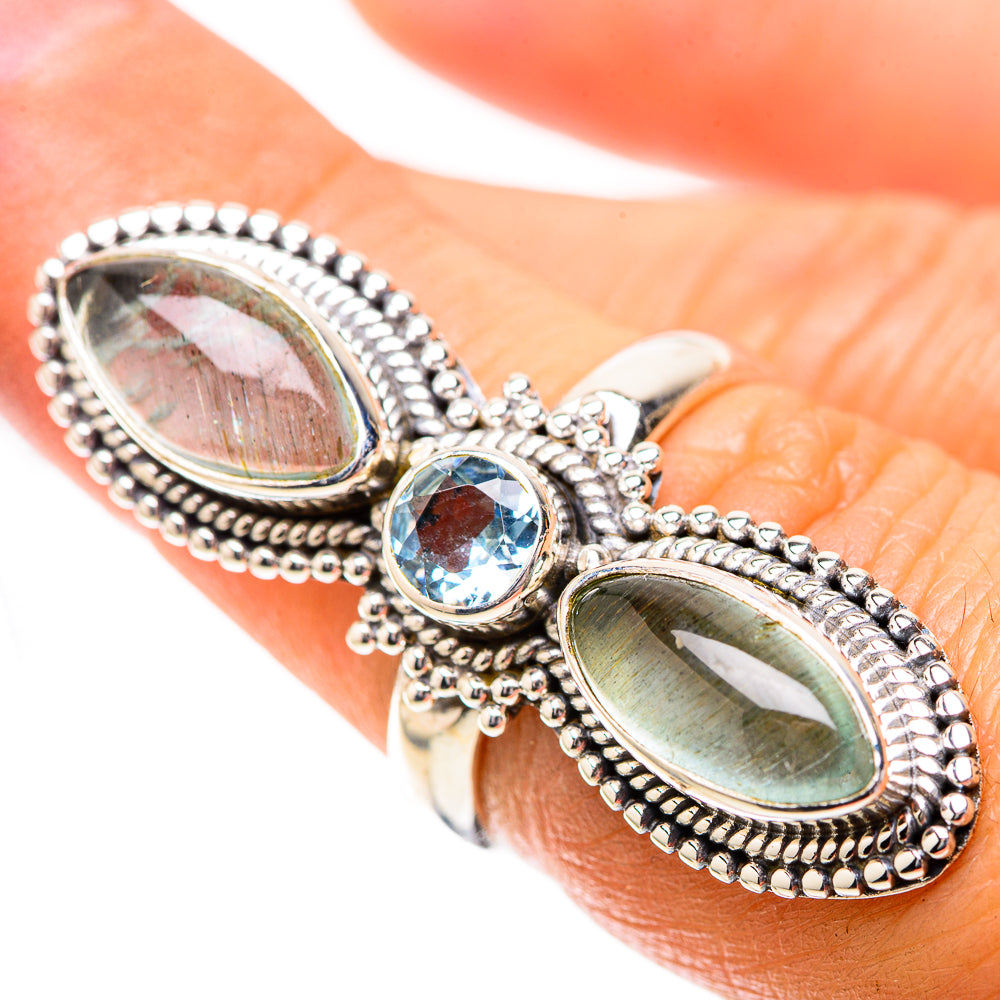 Large Natural Aquamarine, Blue Topaz Ring Size 6.25 (925 Sterling Silver) RING138035