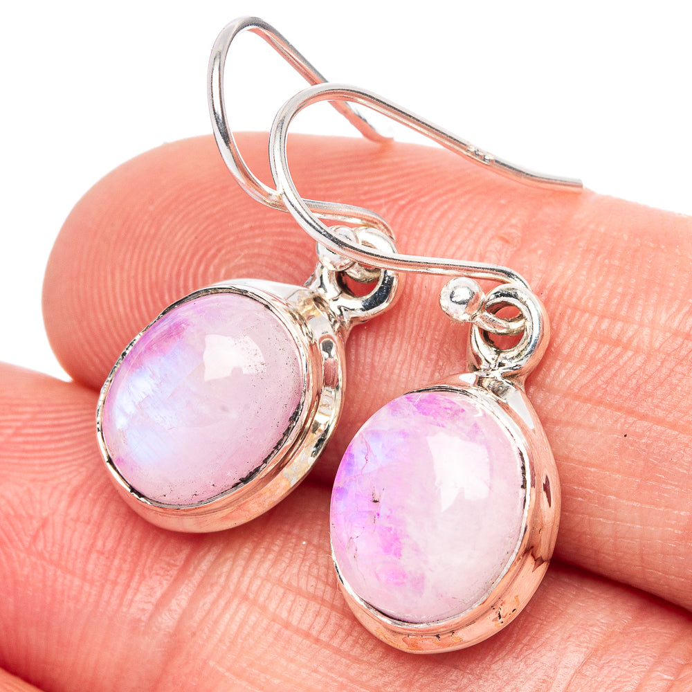 Pink Moonstone Earrings 1 1/8" (925 Sterling Silver) E1381