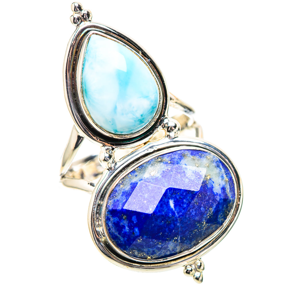Large Lapis Lazuli, Larimar 925 Sterling Silver Ring Size 8.75 (925 Sterling Silver) RING139470