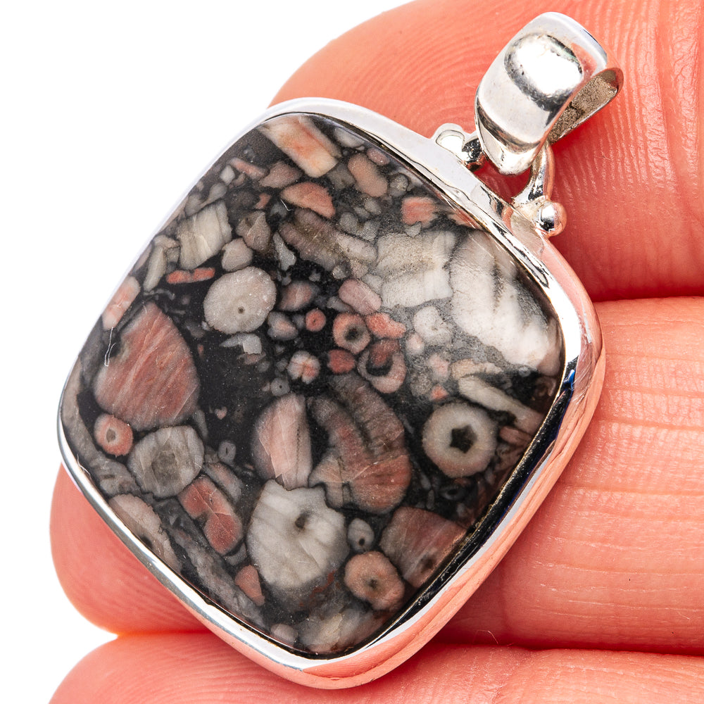 Crinoid Fossil Pendant 1 1/4" (.925 Sterling Silver)