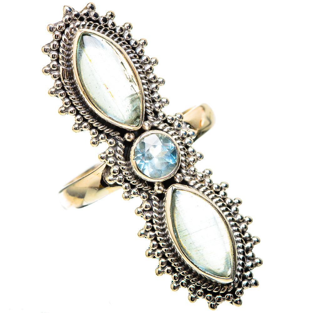 Large Natural Aquamarine, Blue Topaz Ring Size 8.25 (925 Sterling Silver) RING138027