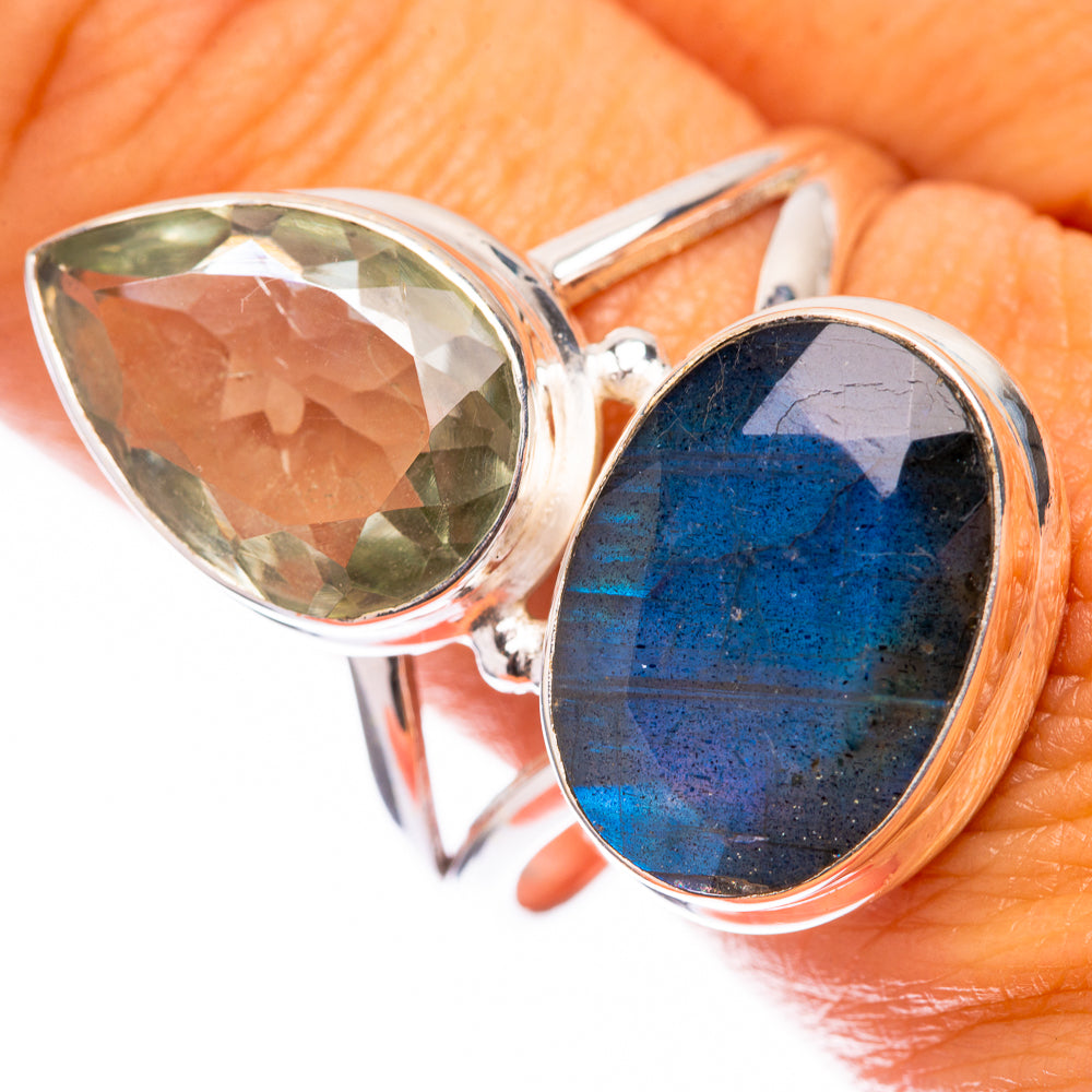 Large Labradorite, Green Amethyst 925 Sterling Silver Ring Size 11.75 (925 Sterling Silver) RING140440