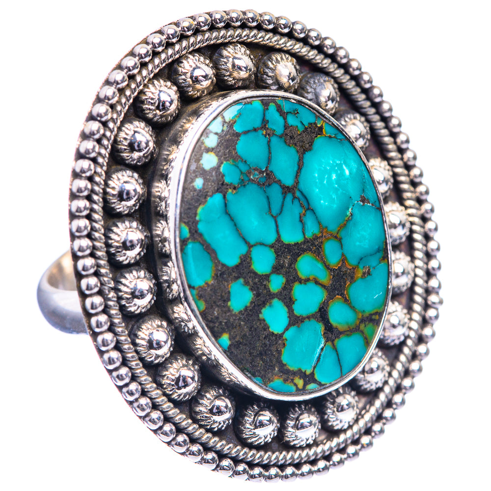 Large Tibetan Turquoise Ring Size 7.75 (925 Sterling Silver) R143193