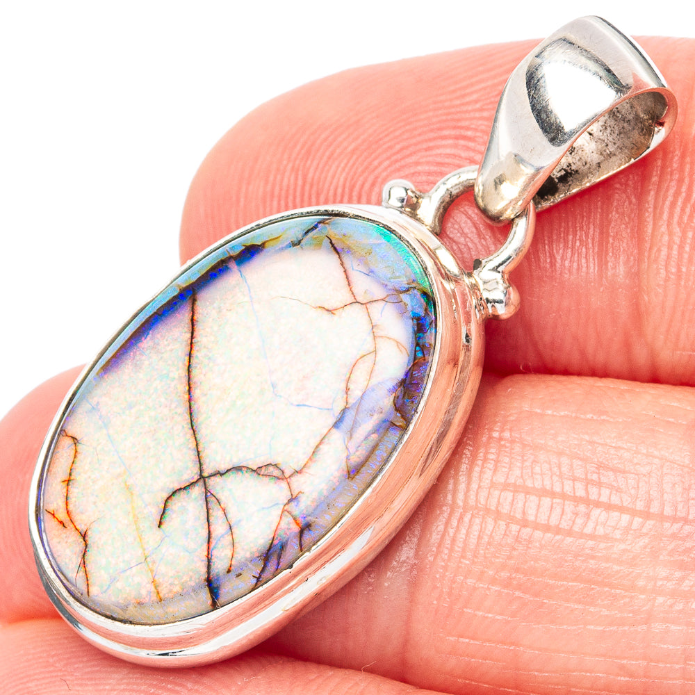 Rare Sterling Opal Pendant 1 3/8" (925 Sterling Silver) P42919