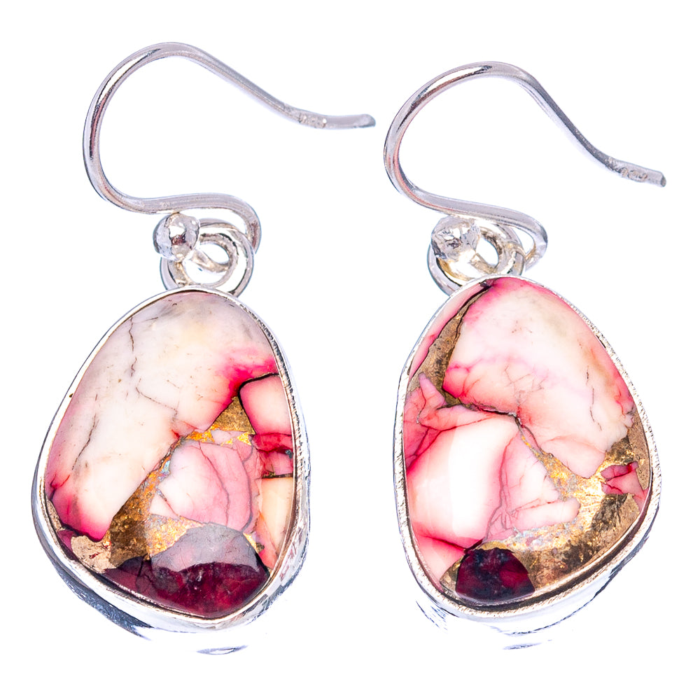 Red Dahlia Mohave Turquoise Earrings 1 1/8" (.925 Sterling Silver)