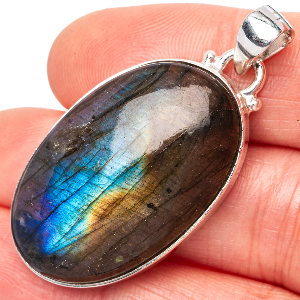 Labradorite 925 Sterling Silver Pendant 1 3/4" (925 Sterling Silver) P42692