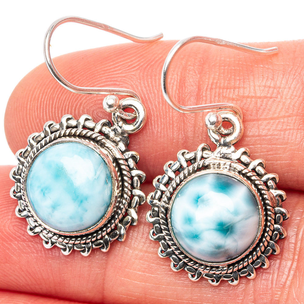 Rare Larimar Earrings 1 1/8" (.925 Sterling Silver)