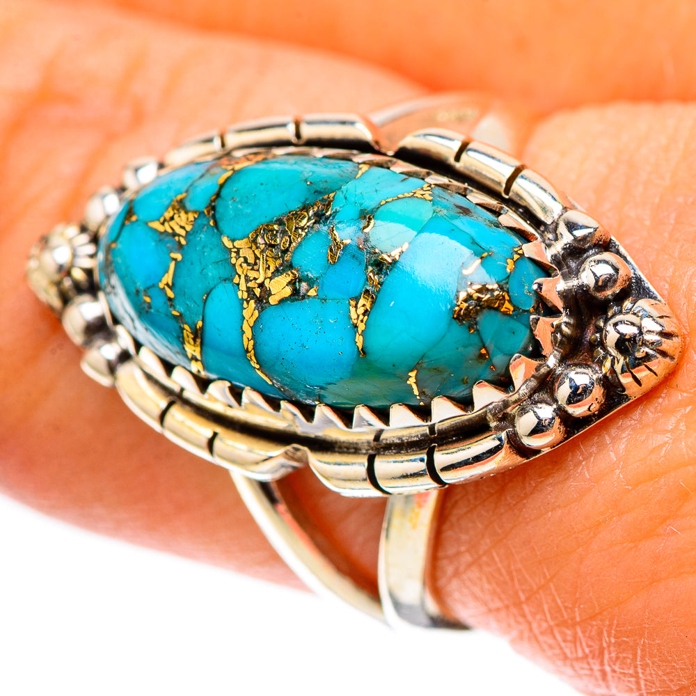 Blue Copper Composite Turquoise Ring Size 7.75 (925 Sterling Silver) RING138742