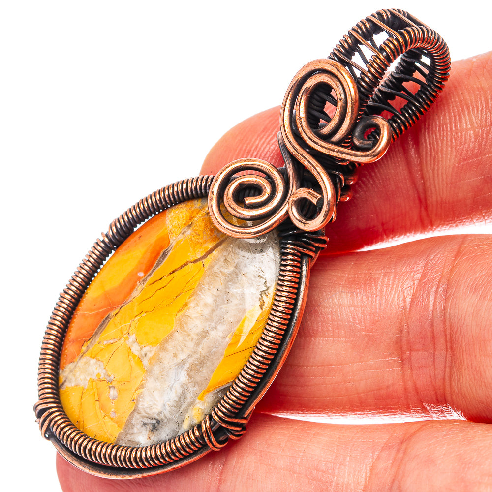 Brecciated Mookaite Wire Wrap Pendant 2 1/4" (Oxidized Copper)
