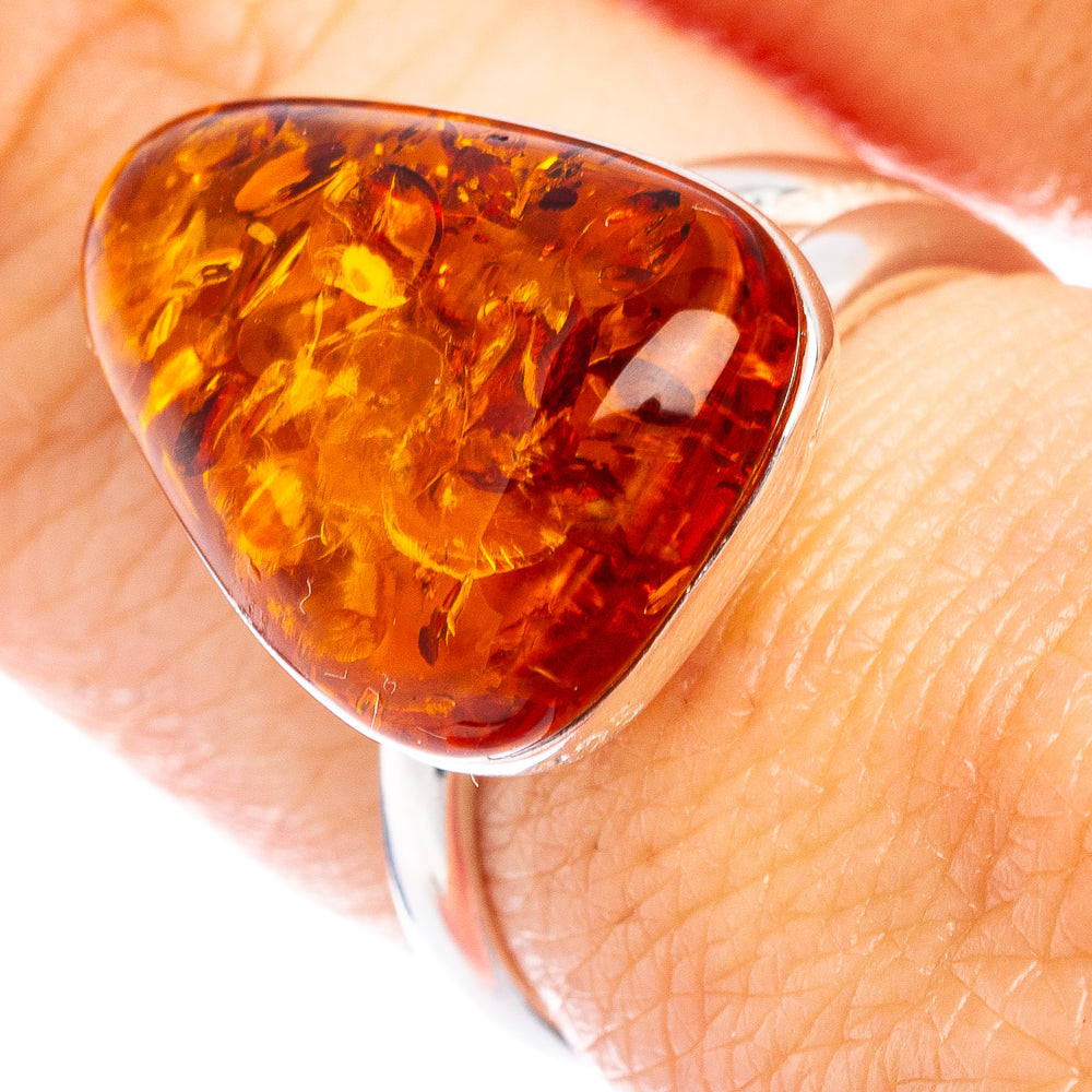 Baltic Amber Ring Size 7 Adjustable (.925 Sterling Silver)