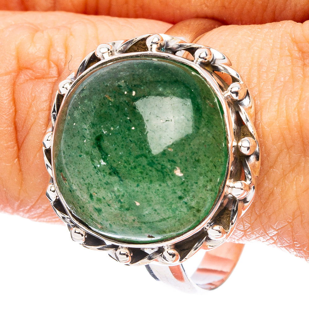 Green Aventurine 925 Sterling Silver Ring Size 13.5 (925 Sterling Silver) R6044
