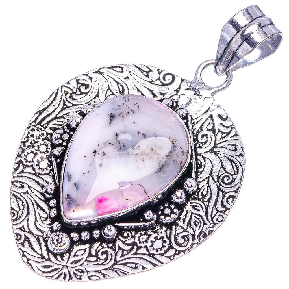 Pink Dendritic Opal Pendant 2 1/4" (German Silver)