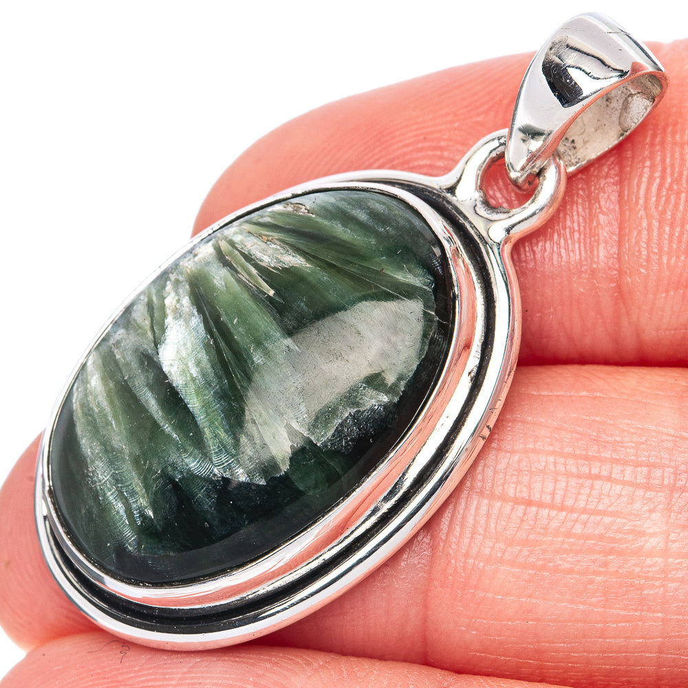 Seraphinite Pendant 1 1/2" (925 Sterling Silver) P41411