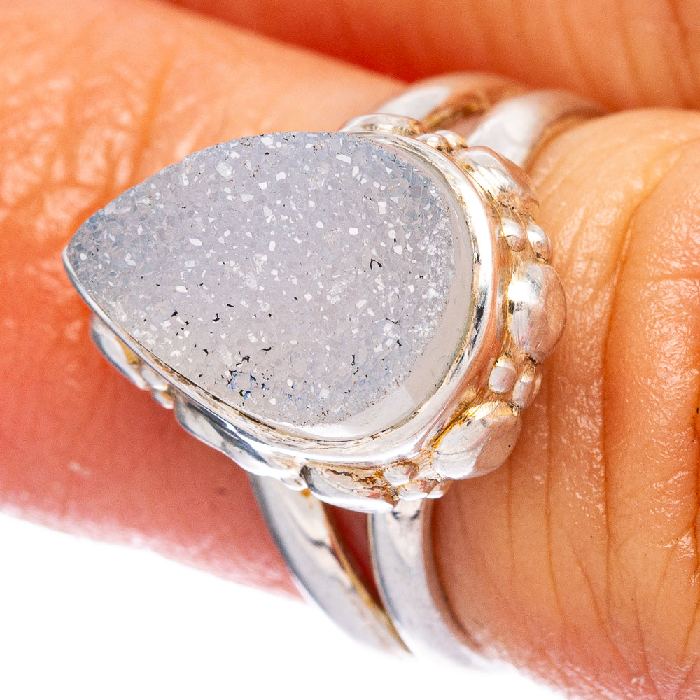 Rainbow Moonstone Druzy Ring Size 4.25 (925 Sterling Silver) R146526