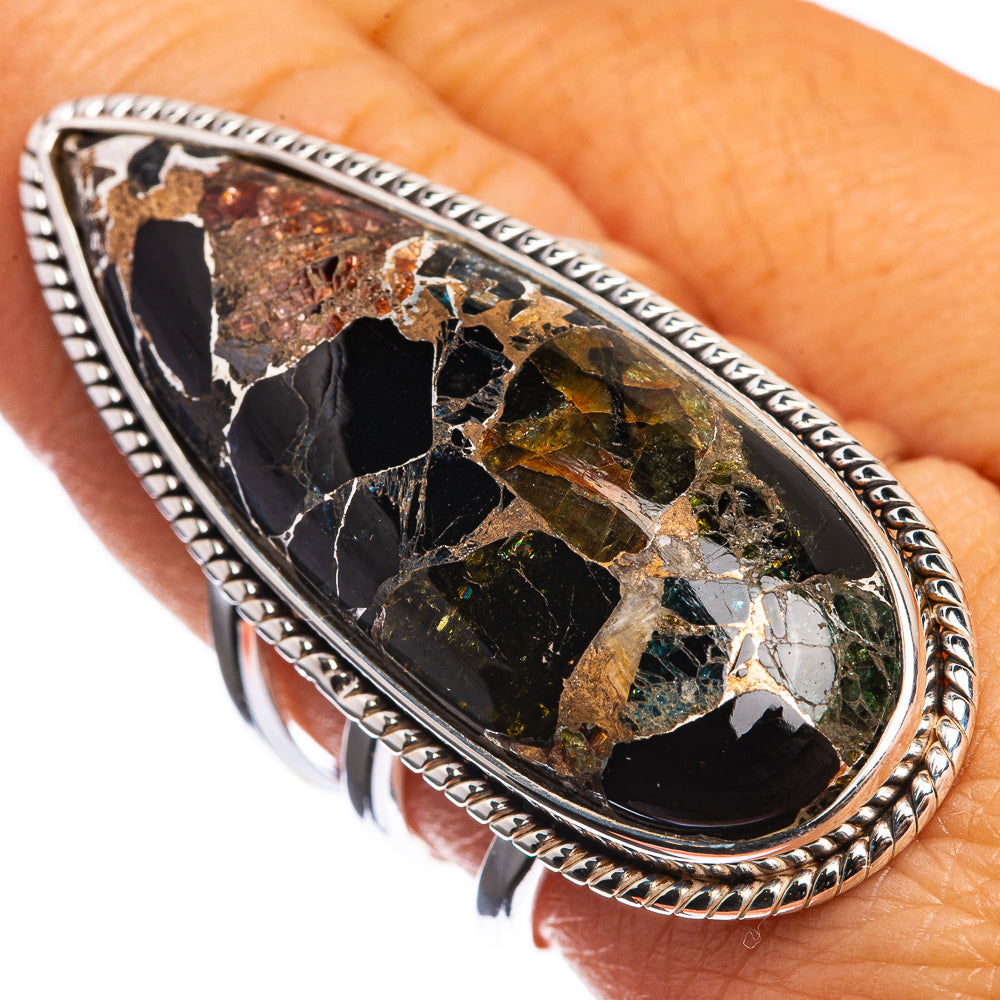 Huge Copper Black Onyx 925 Sterling Silver Ring Size 8.75