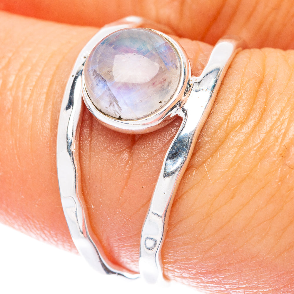 Rainbow Moonstone Dainty Ring Size 6.75 (925 Sterling Silver) R5837