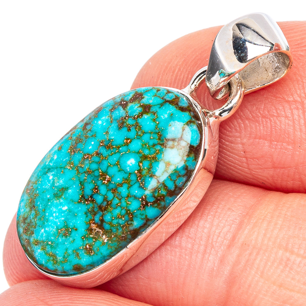 Rare Sonoran South Hill Turquoise Pendant 1 1/8" (925 Sterling Silver) P44976