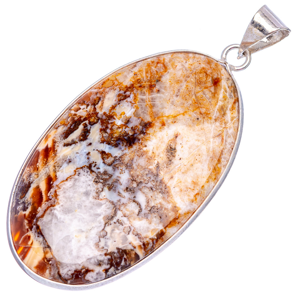Laguna Lace Agate Pendant 2 3/8" (Silver Plated)