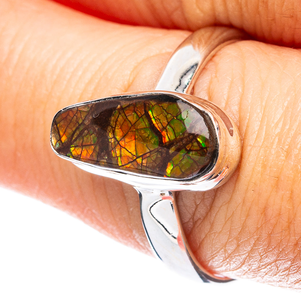 Rare Ammolite Ring Size 8.75 (925 Sterling Silver) R4879