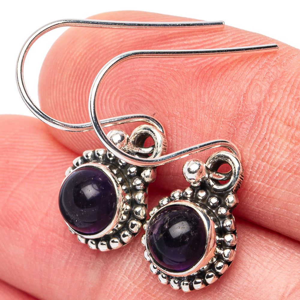 Amethyst Earrings 1 1/8" (925 Sterling Silver) E3085