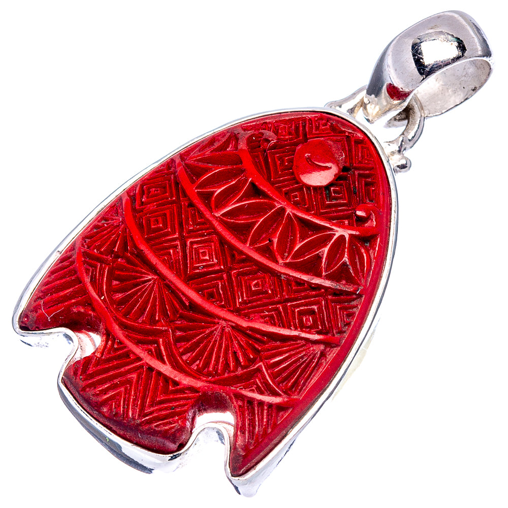 Cinnabar Pendant 1 5/8" (.925 Sterling Silver)