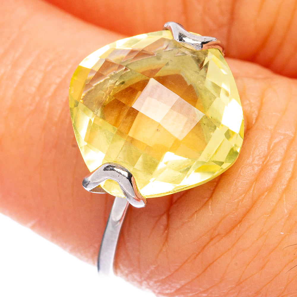 Faceted Lemon Quartz Ring Size 6.75 (925 Sterling Silver) R1260