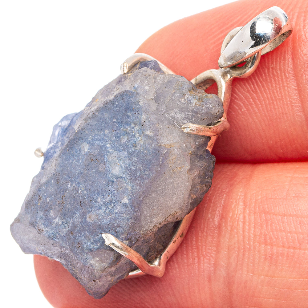 Raw Dumortierite Pendant 1 3/8" (.925 Sterling Silver)